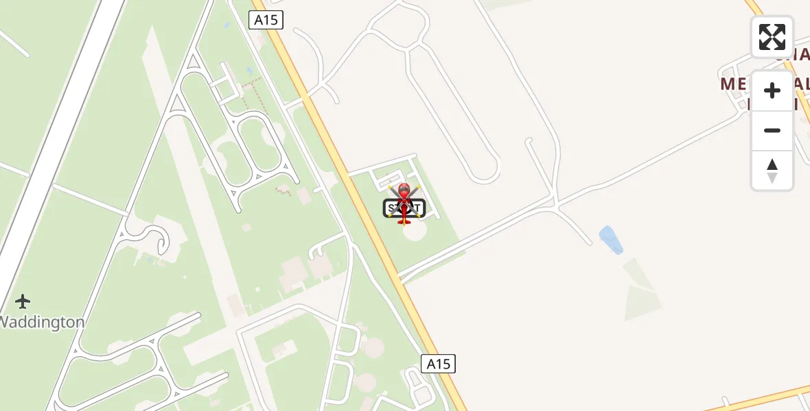 Flight route Air Ambulance Helicopter RAF Waddington - North Kesteven, 29 July 2026, 08:53