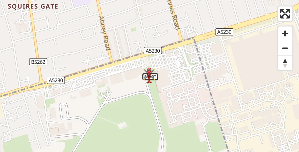 Flight route Air Ambulance Helicopter Blackpool Airport - Blackpool Airport, 29 July 2026, 09:56