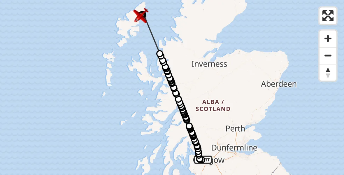 Flight route Air Ambulance Aircraft Glasgow Airport - Col Uarach, 29 July 2026, 10:19
