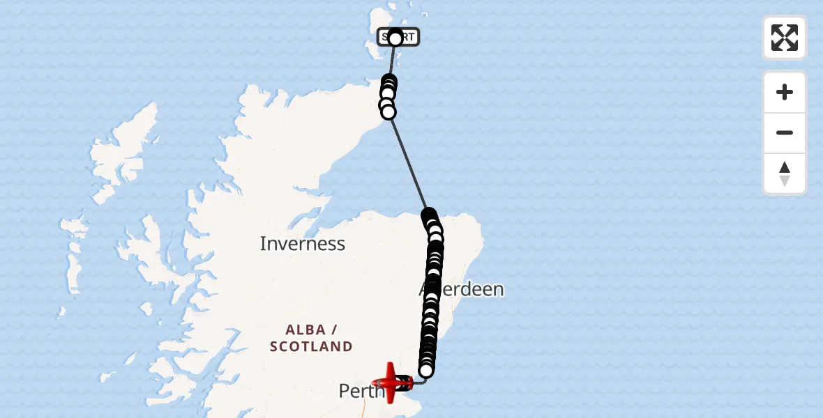 Flight route Air Ambulance Aircraft Kirkwall - Dundee, 29 July 2026, 11:43