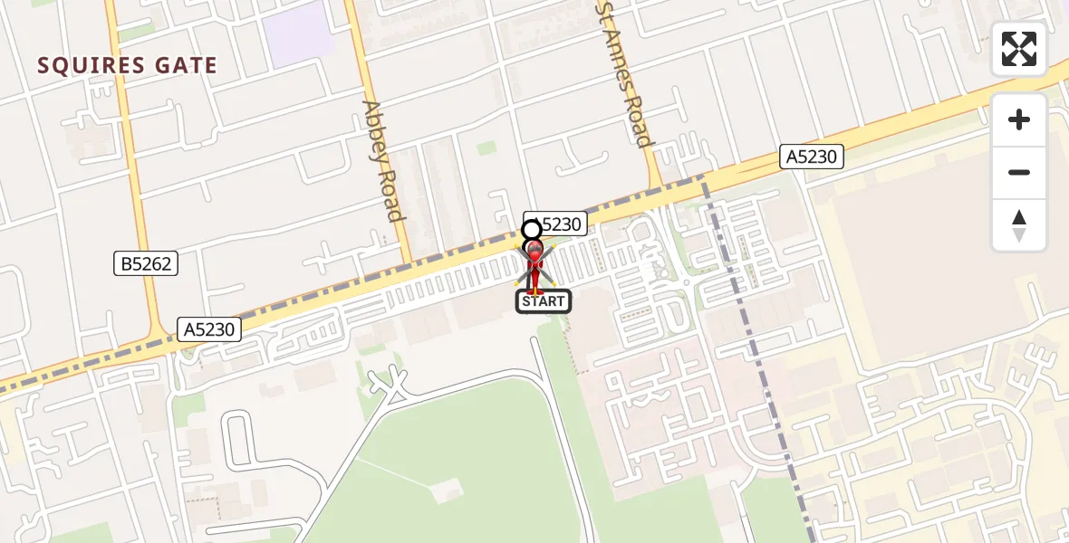 Flight route Air Ambulance Helicopter Blackpool Airport - Blackpool Airport, 29 July 2026, 12:26