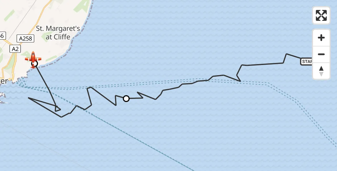 Flight route Coastguard Drone North Sea - Dover, 29 July 2026, 12:31