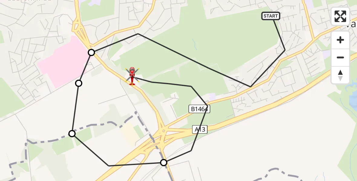 Flight route Air Ambulance Helicopter Basildon - Basildon, 29 July 2026, 12:42