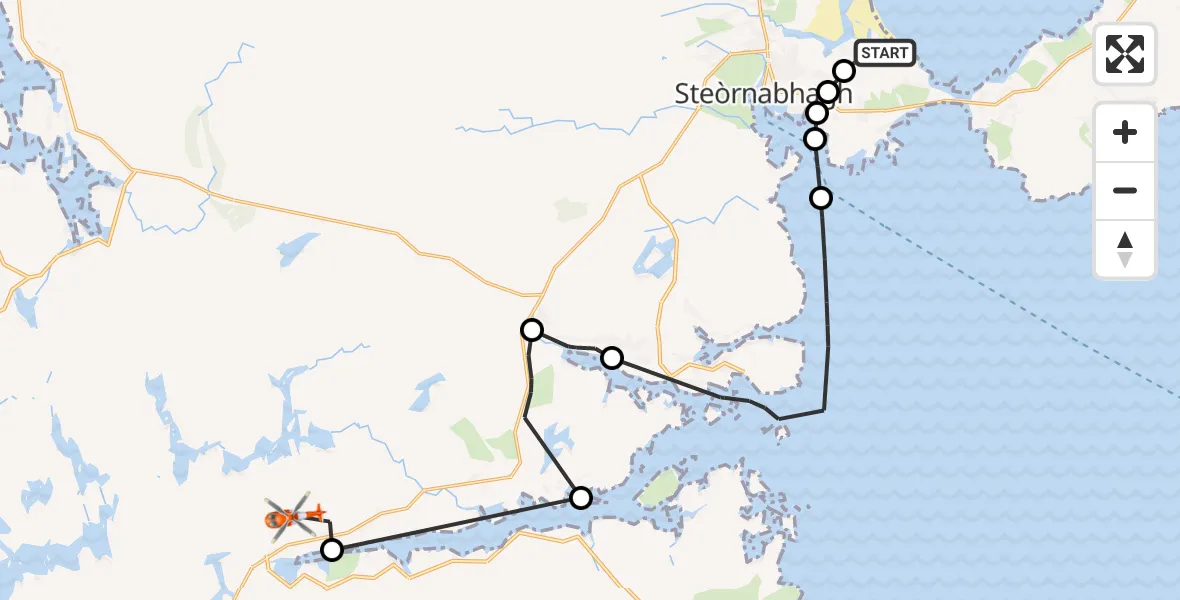 Flight route Coastguard Helicopter Stornoway Airport - Baile Ailein, 29 July 2026, 13:42