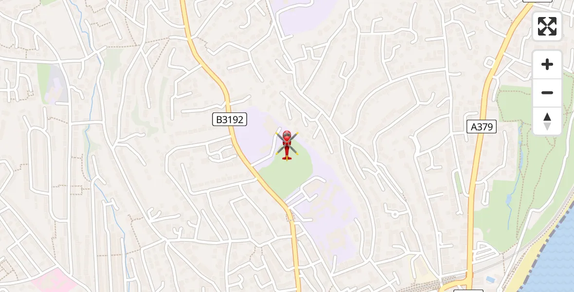 Flight route Air Ambulance Helicopter Teignmouth - Teignmouth, 29 July 2026, 14:01
