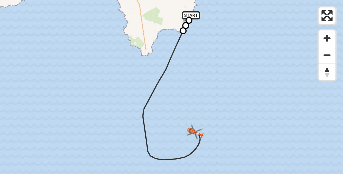 Flight route Coastguard Helicopter St. Keverne - English Channel, 29 July 2026, 14:07