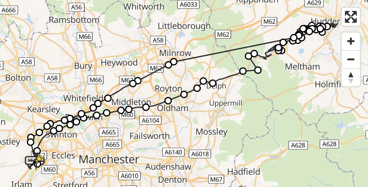 Flight route Police Helicopter Irlam - Irlam, 29 July 2026, 14:46