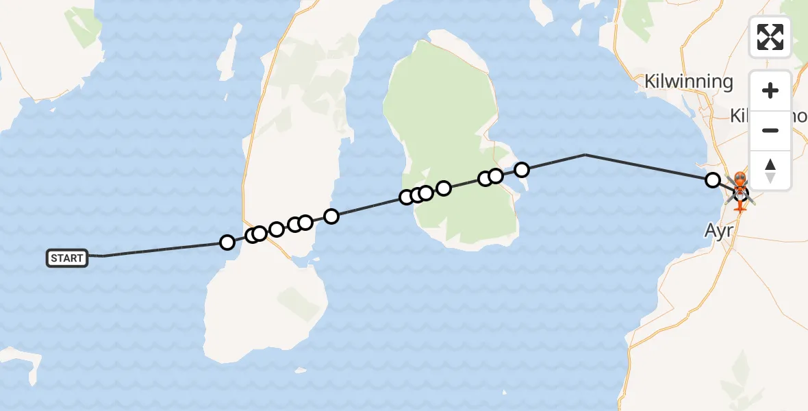 Flight route Coastguard Helicopter Inner Seas - Glasgow Prestwick Airport, 29 July 2026, 15:06