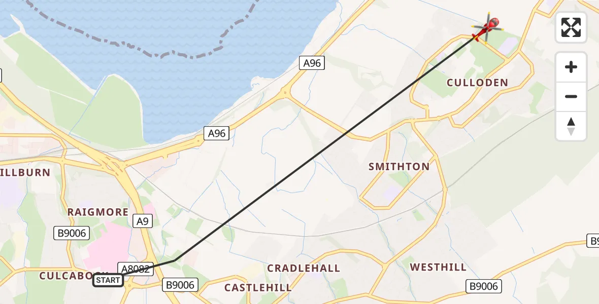 Flight route Air Ambulance Helicopter Inverness - Inverness, 29 July 2026, 15:27