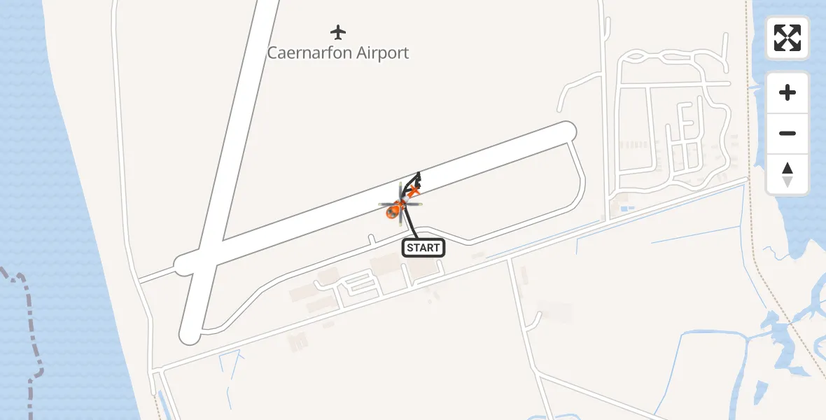 Flight route Coastguard Helicopter Caernarfon Airport - Caernarfon Airport, 29 July 2026, 16:05