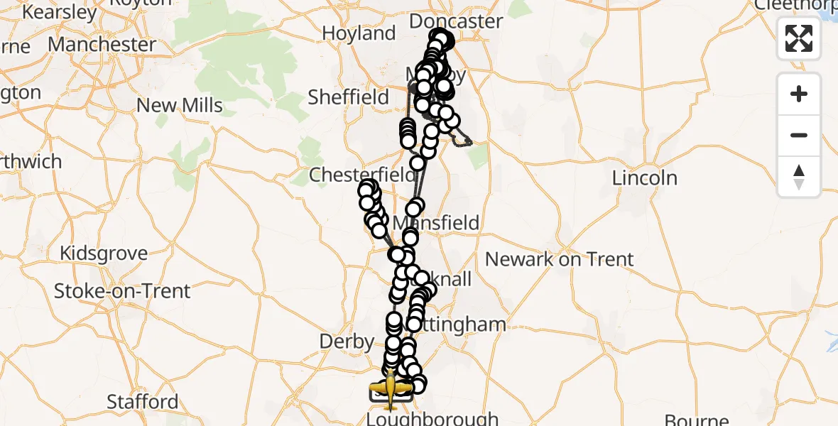 Flight route Police Aircraft East Midlands Airport - East Midlands Airport, 29 July 2026, 18:19