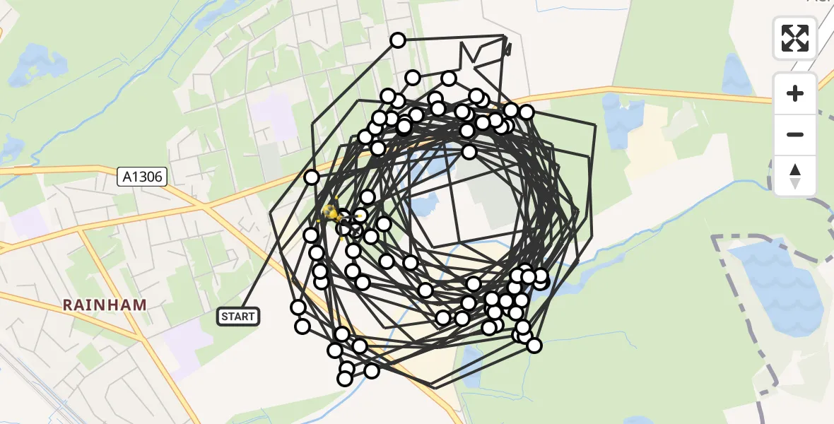 Flight route Police Helicopter Rainham - Rainham, 29 July 2026, 19:14