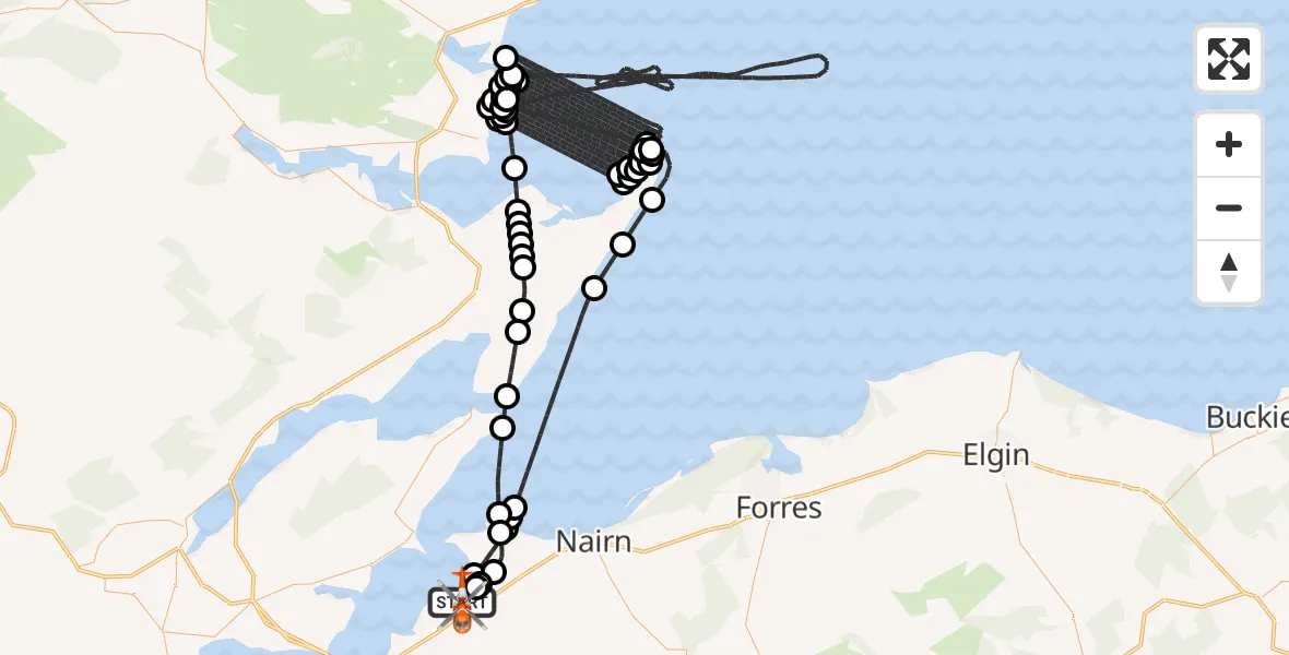 Flight route Coastguard Helicopter Inverness Airport - Inverness Airport, 29 July 2026, 22:41