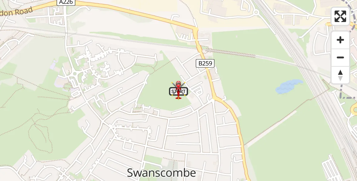 Flight route Air Ambulance Helicopter Dartford - Dartford, 29 July 2026, 23:44