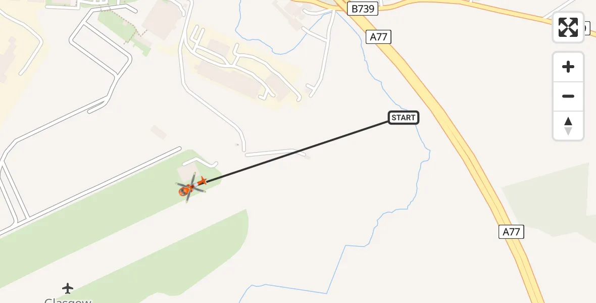 Flight route Coastguard Helicopter Glasgow Prestwick Airport - Glasgow Prestwick Airport, 30 July 2026, 01:12
