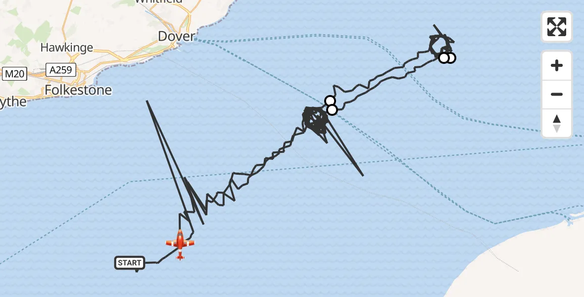 Flight route Coastguard Drone English Channel - English Channel, 30 July 2026, 02:51