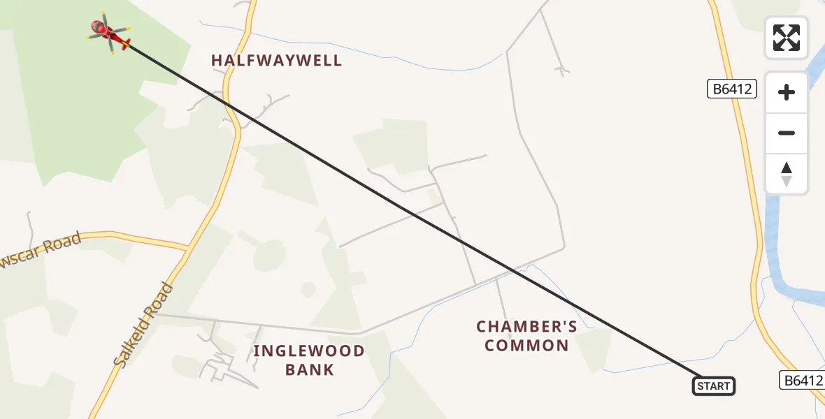 Flight route Air Ambulance Helicopter Great Salkeld - Great Salkeld, 30 July 2026, 07:15