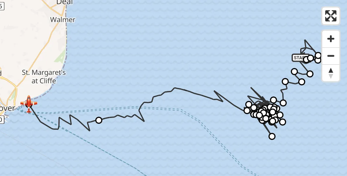 Flight route Coastguard Drone North Sea - Dover, 30 July 2026, 09:51