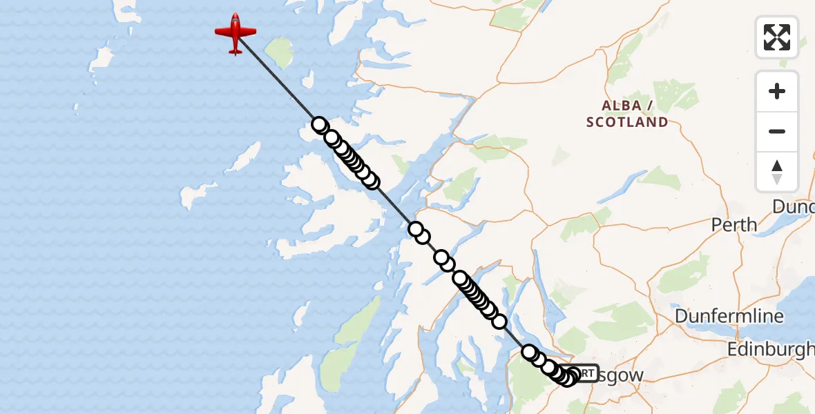 Flight route Air Ambulance Aircraft Glasgow Airport - Inner Seas, 30 July 2026, 10:09