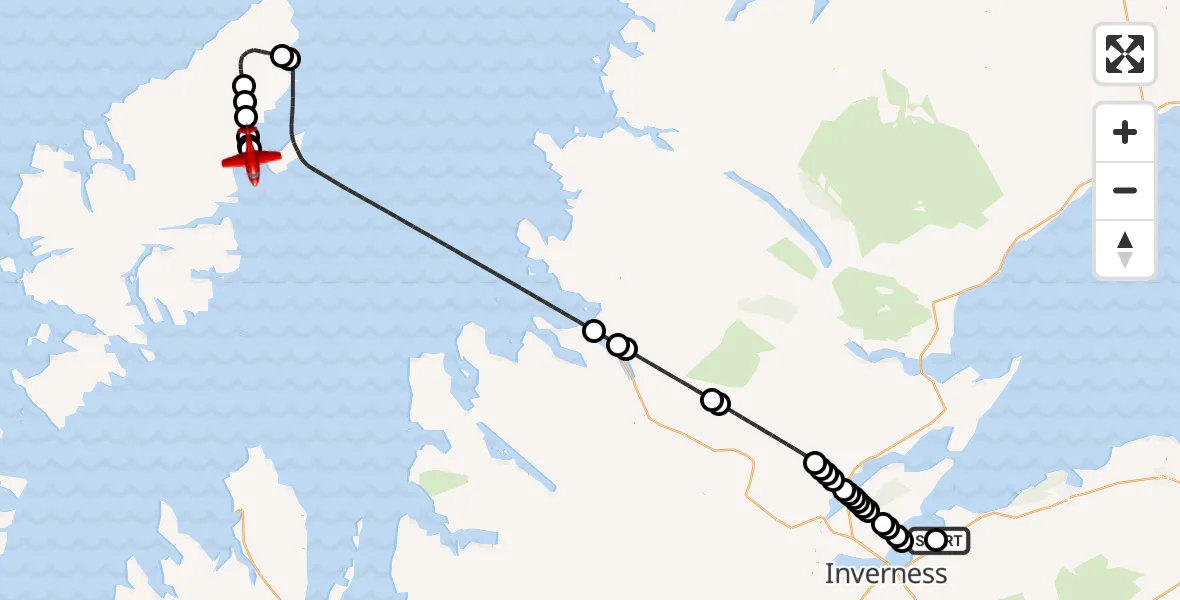 Flight route Air Ambulance Aircraft Inverness Airport - Stornoway Airport, 30 July 2026, 10:55