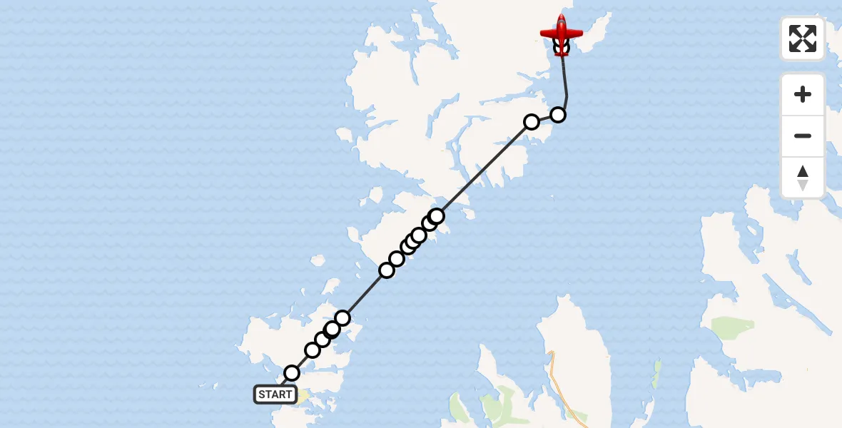 Flight route Air Ambulance Aircraft North Atlantic Ocean - Stornoway Airport, 30 July 2026, 12:38