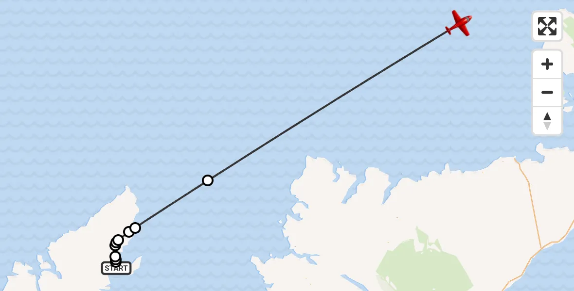 Flight route Air Ambulance Aircraft Stornoway Airport - North Atlantic Ocean, 30 July 2026, 12:49