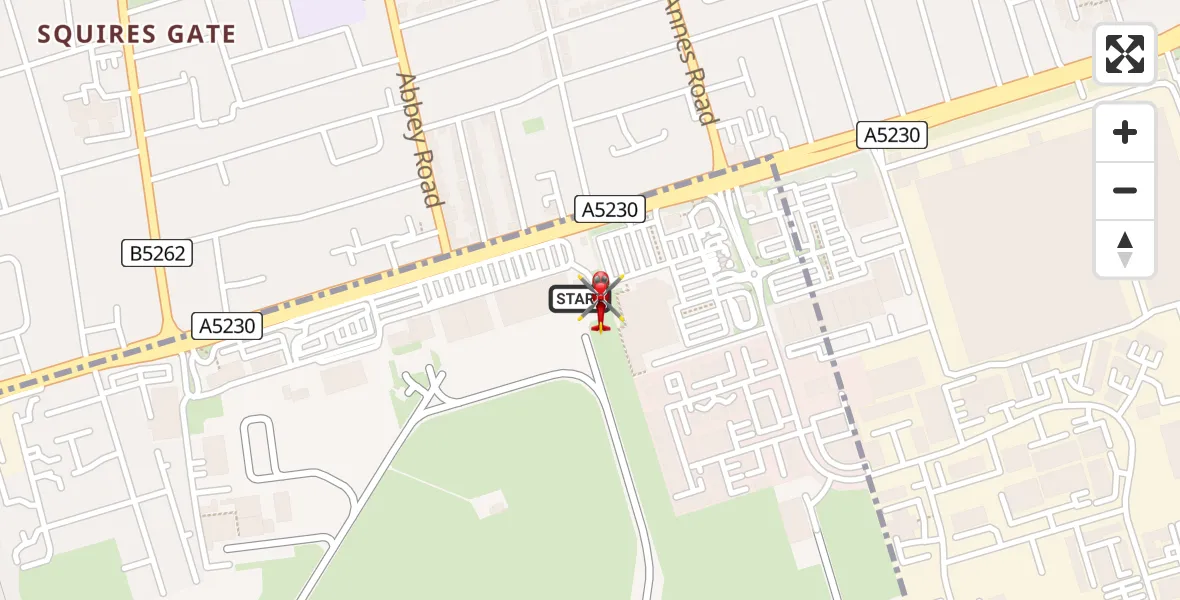 Flight route Air Ambulance Helicopter Blackpool Airport - Blackpool Airport, 30 July 2026, 13:09