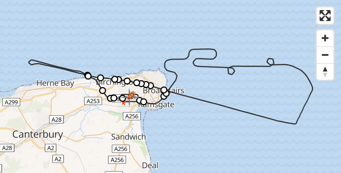 Flight route Coastguard Helicopter Manston Airport - Manston Airport, 30 July 2026, 14:03