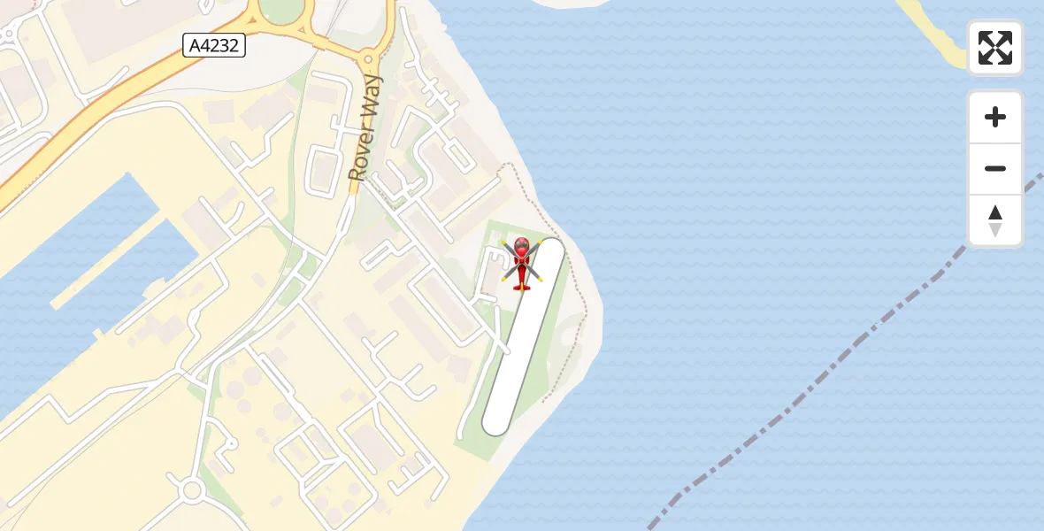 Flight route Air Ambulance Helicopter Cardiff Heliport - Cardiff Heliport, 30 July 2026, 14:08