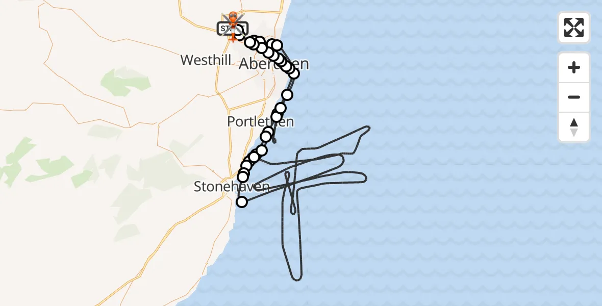 Flight route Coastguard Helicopter Aberdeen International Airport - Aberdeen International Airport, 30 July 2026, 15:25