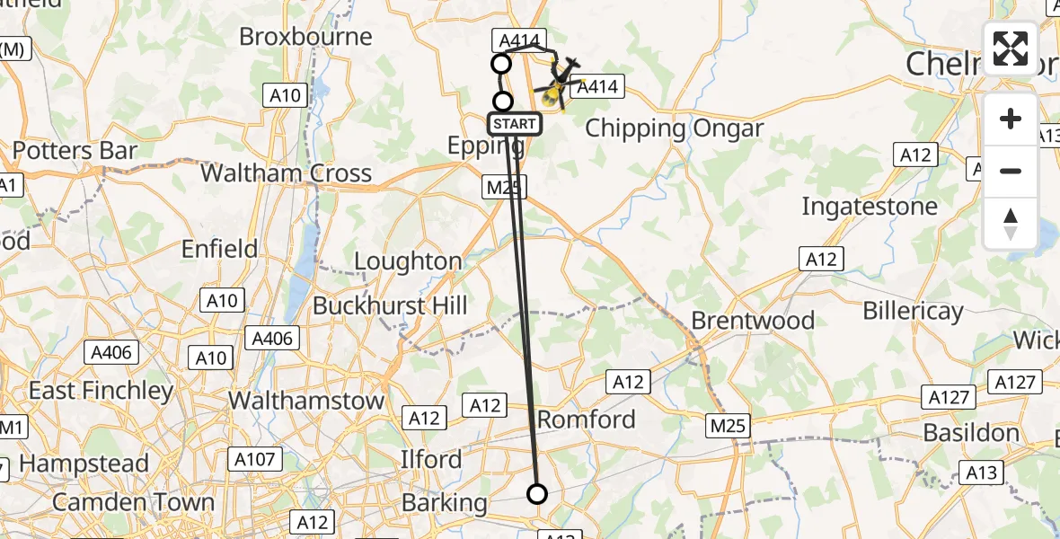 Flight route Police Helicopter North Weald Bassett - North Weald Bassett, 30 July 2026, 16:39