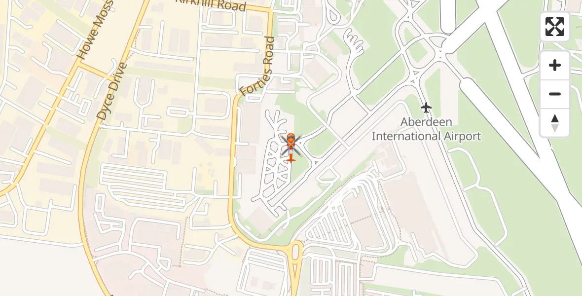 Flight route Coastguard Helicopter Aberdeen International Airport - Aberdeen International Airport, 30 July 2026, 16:59