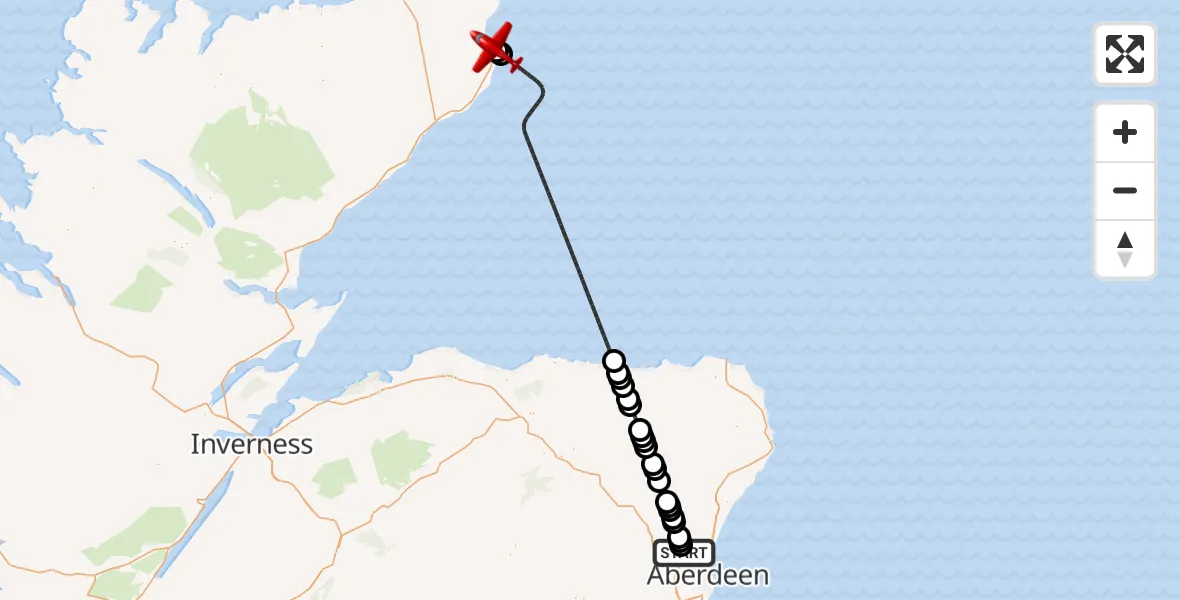 Flight route Air Ambulance Aircraft Aberdeen International Airport - Wick John O'Groats Airport, 30 July 2026, 18:31