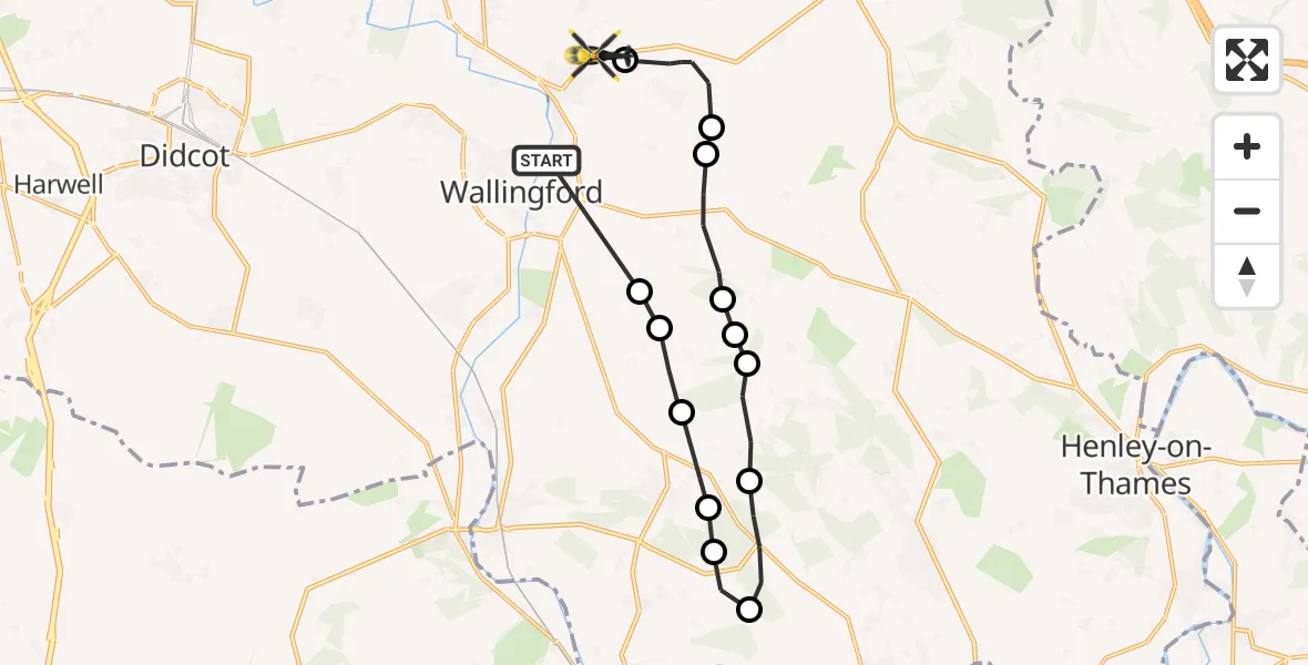 Flight route Police Helicopter Crowmarsh Gifford - Benson, 30 July 2026, 18:48
