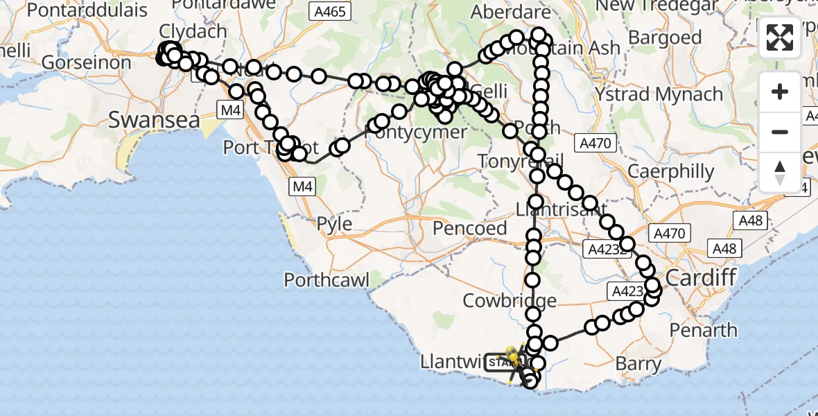 Flight route Police Helicopter MOD St Athan - MOD St Athan, 30 July 2026, 20:36