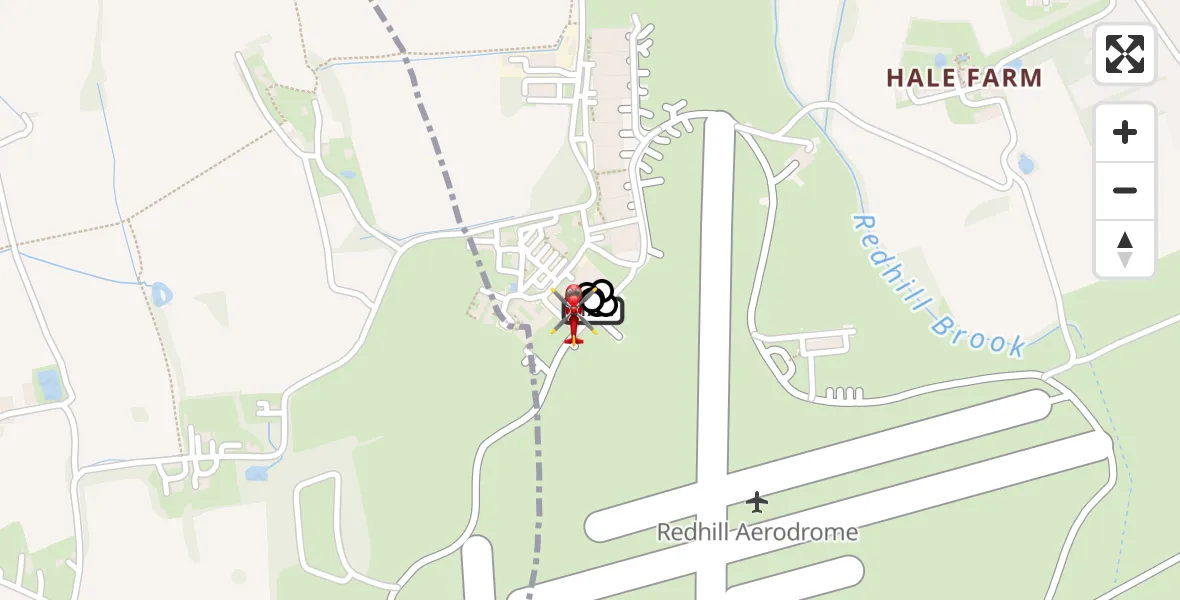 Flight route Air Ambulance Helicopter Redhill Aerodrome - Salfords, 31 July 2026, 06:50