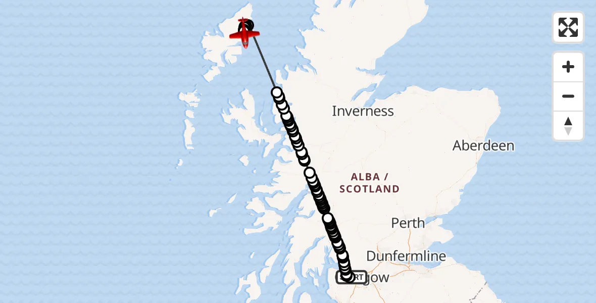 Flight route Air Ambulance Aircraft Glasgow Airport - Stornoway Airport, 31 July 2026, 08:47