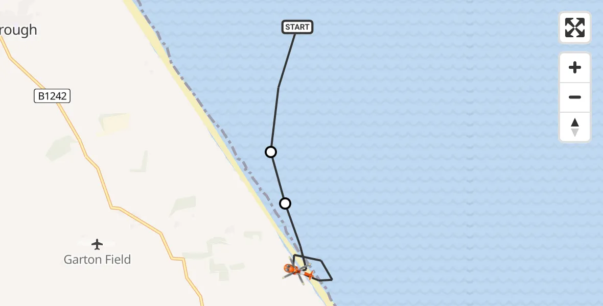 Flight route Coastguard Helicopter North Sea - Roos, 31 July 2026, 10:07