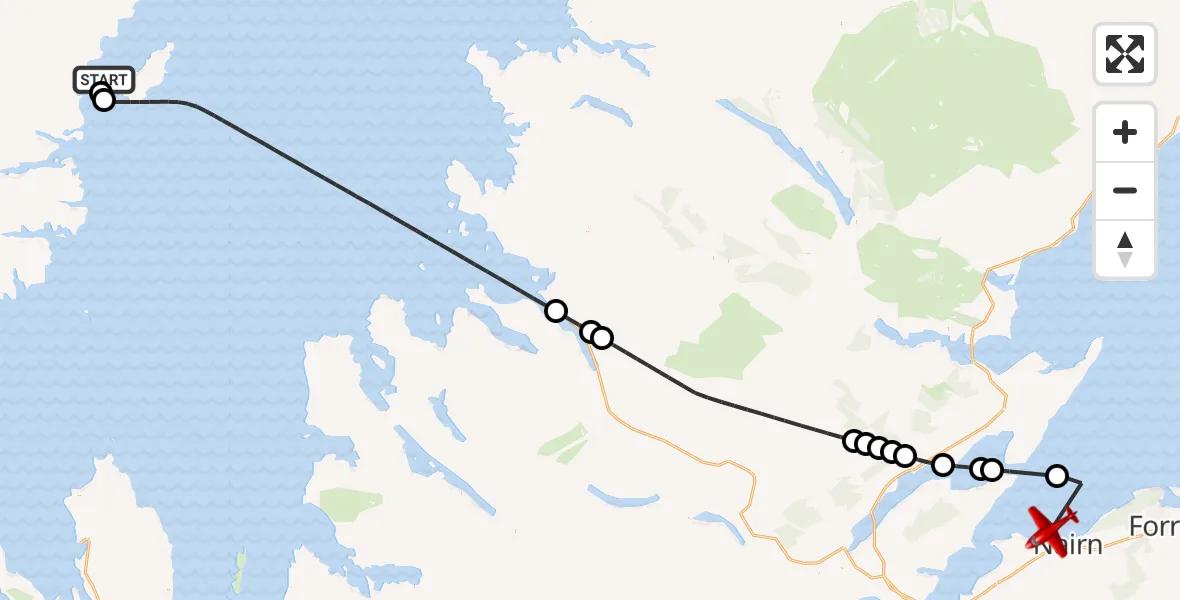 Flight route Air Ambulance Aircraft Stornoway Airport - North Sea, 31 July 2026, 10:10