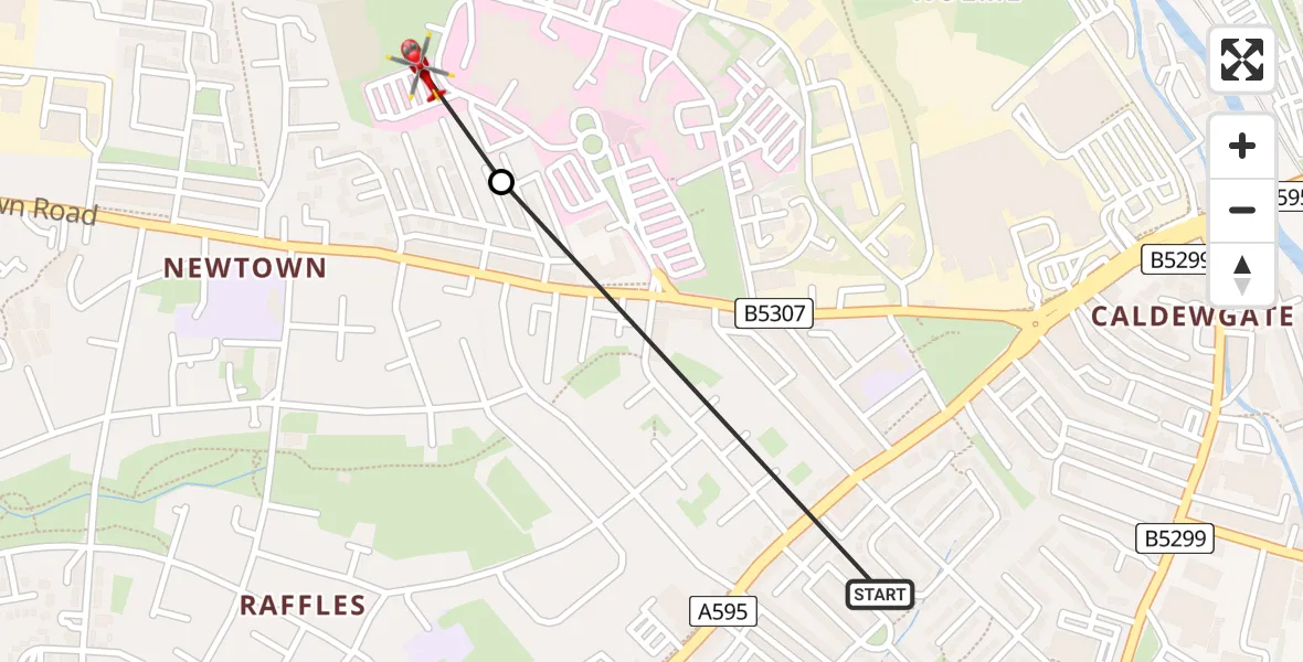 Flight route Air Ambulance Helicopter Carlisle - Carlisle General, 31 July 2026, 11:23
