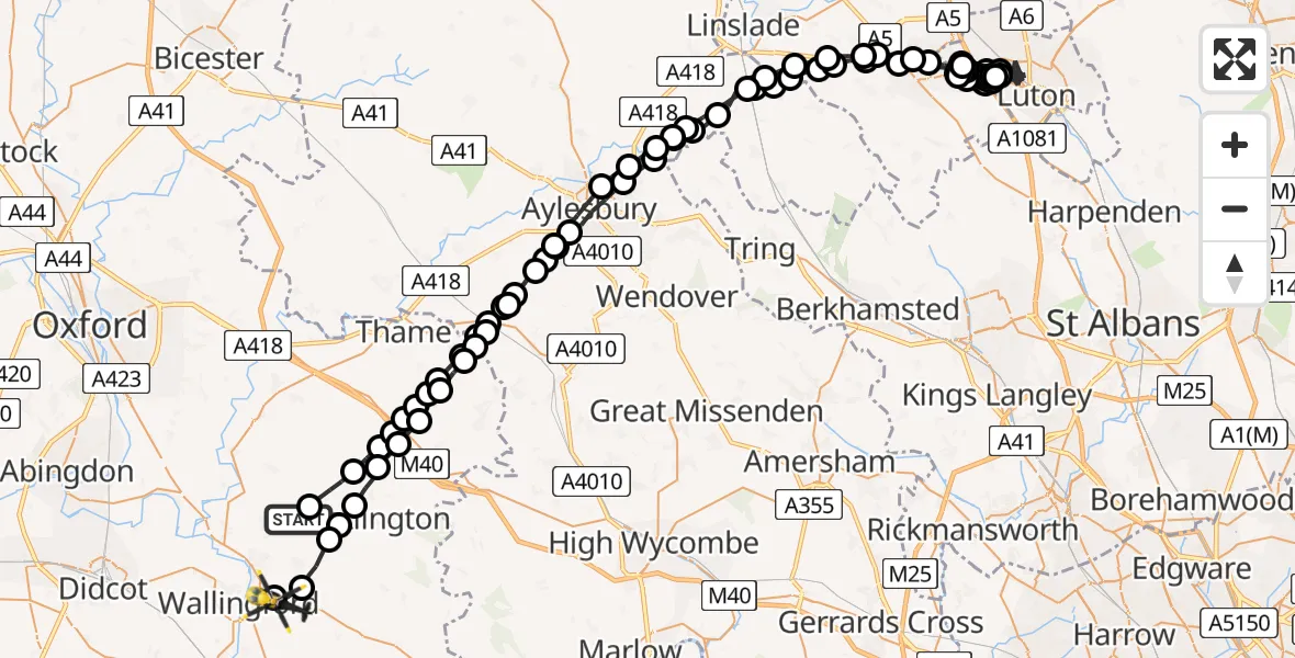 Flight route Police Helicopter South Oxfordshire - Crowmarsh Gifford, 31 July 2026, 13:08