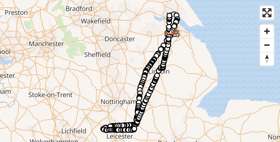 Flight route Coastguard Helicopter Humberside Airport - Humberside Airport, 31 July 2026, 13:27