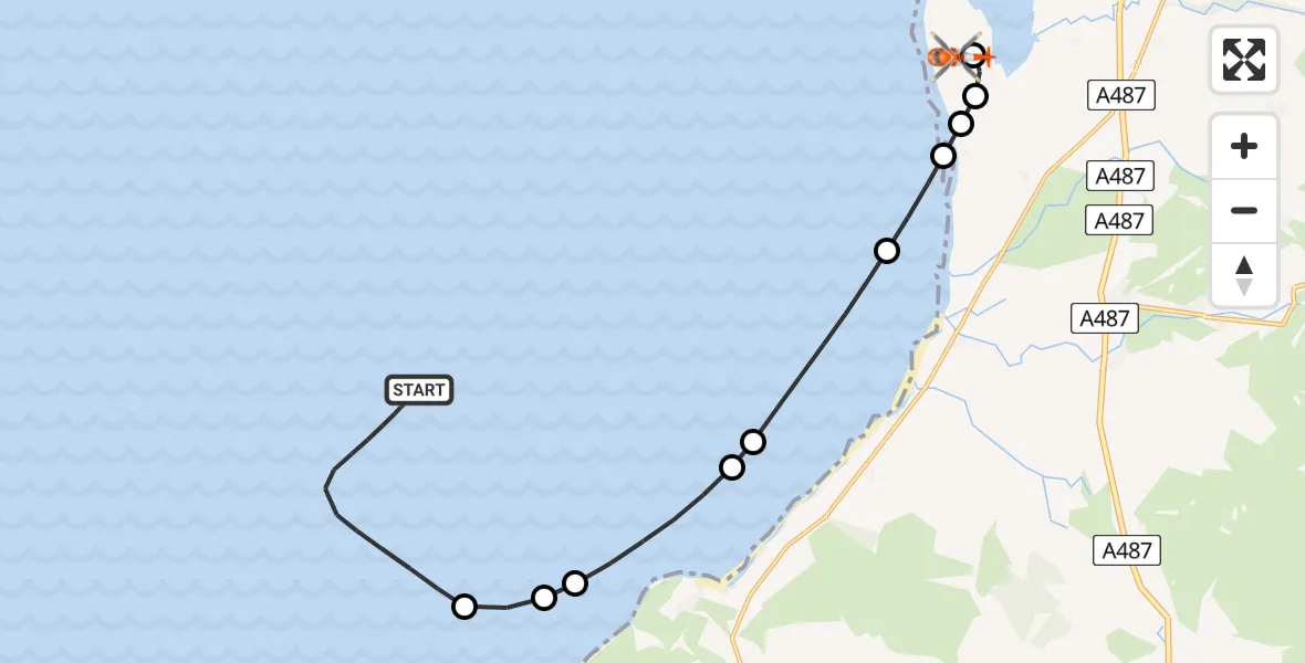 Flight route Coastguard Helicopter Irish Sea - Caernarfon Airport, 31 July 2026, 13:52