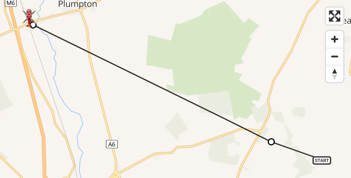 Flight route Air Ambulance Helicopter Great Salkeld - Plumpton, 31 July 2026, 13:58