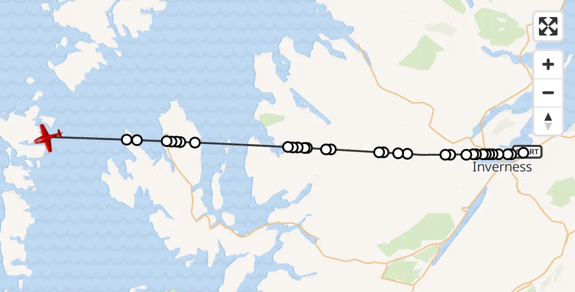 Flight route Air Ambulance Aircraft Tornagrain - Inner Seas, 31 July 2026, 14:26