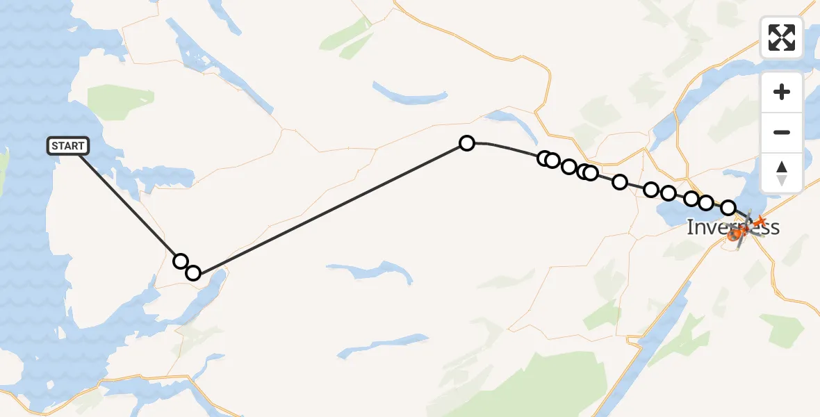 Flight route Coastguard Helicopter Inner Seas - Inverness, 31 July 2026, 14:37