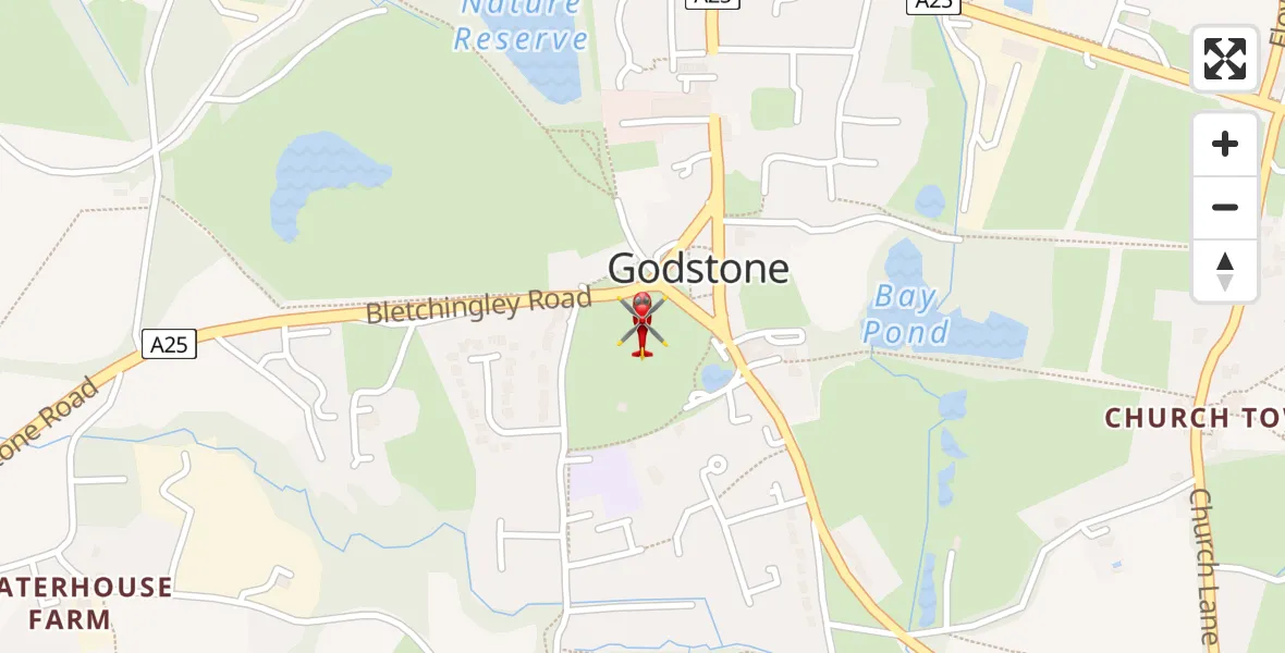 Flight route Air Ambulance Helicopter Godstone - Godstone, 31 July 2026, 16:17
