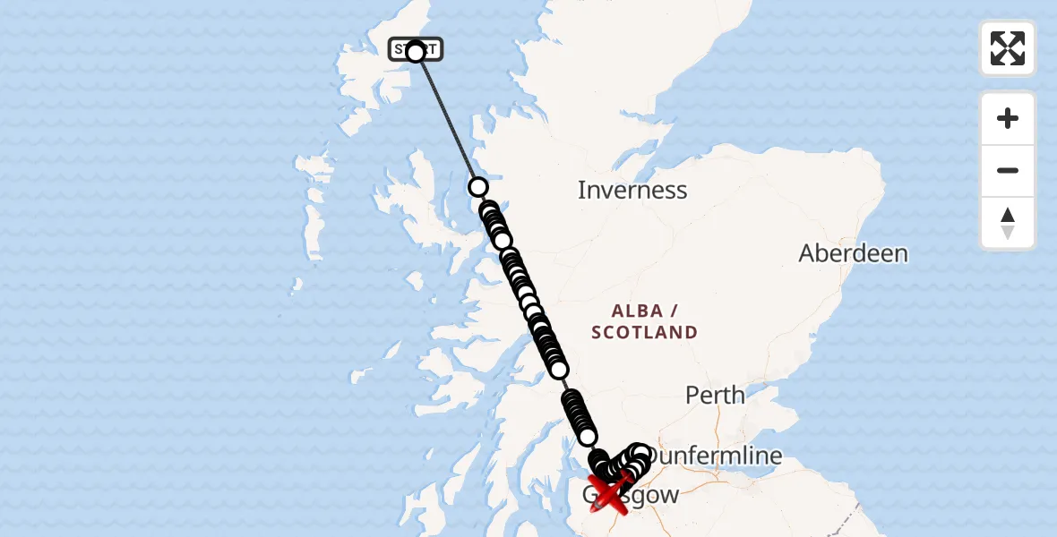 Flight route Air Ambulance Aircraft Stornoway Airport - Glasgow Airport, 31 July 2026, 17:51