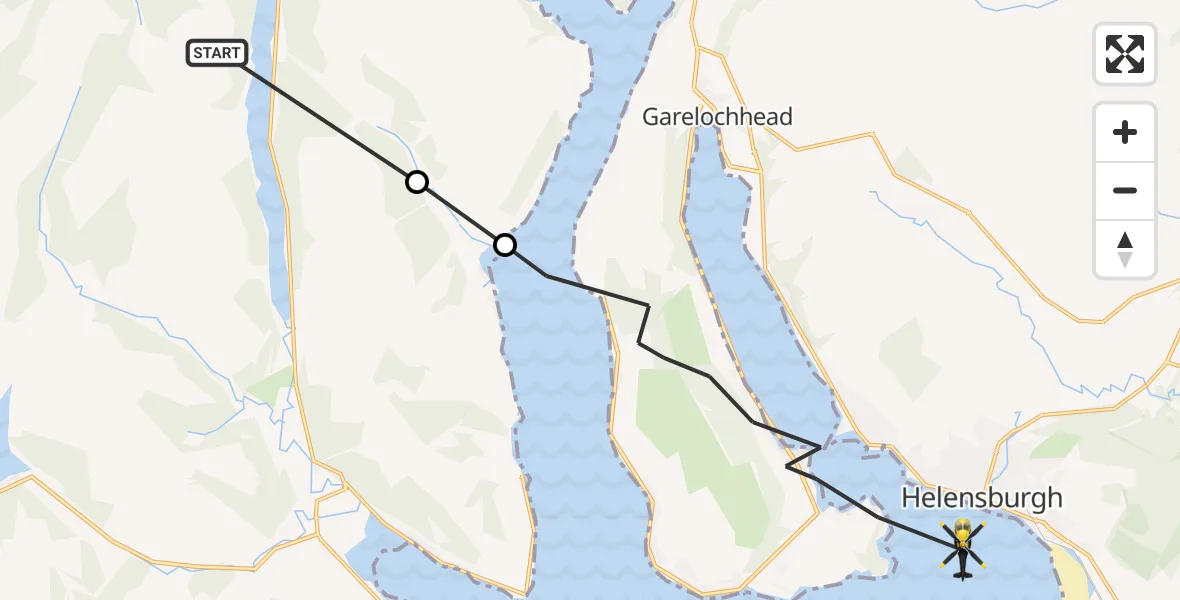 Flight route Police Helicopter Creag Mholach - Inner Seas, 31 July 2026, 21:56