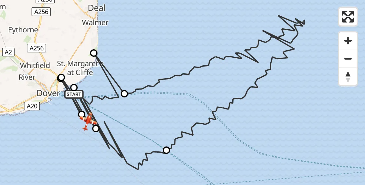 Flight route Coastguard Drone English Channel - English Channel, 01 August 2026, 01:59
